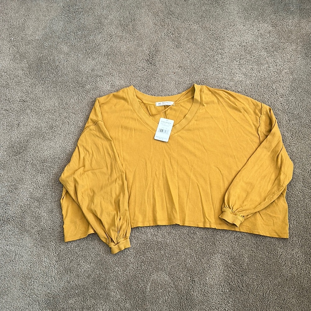 Free people xs gold oversized long sleeve